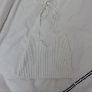 White crotchet halter top from pacsun